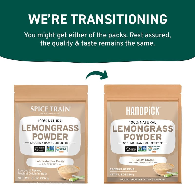 HANDPICK Lemongrass Powder (226g/8oz) Non GMO, Gluten Free, 100% Raw, Sourced from India, For Cooking, Smoothies, Tea, Packed in Resealable Ziplock Pouch - Image 2